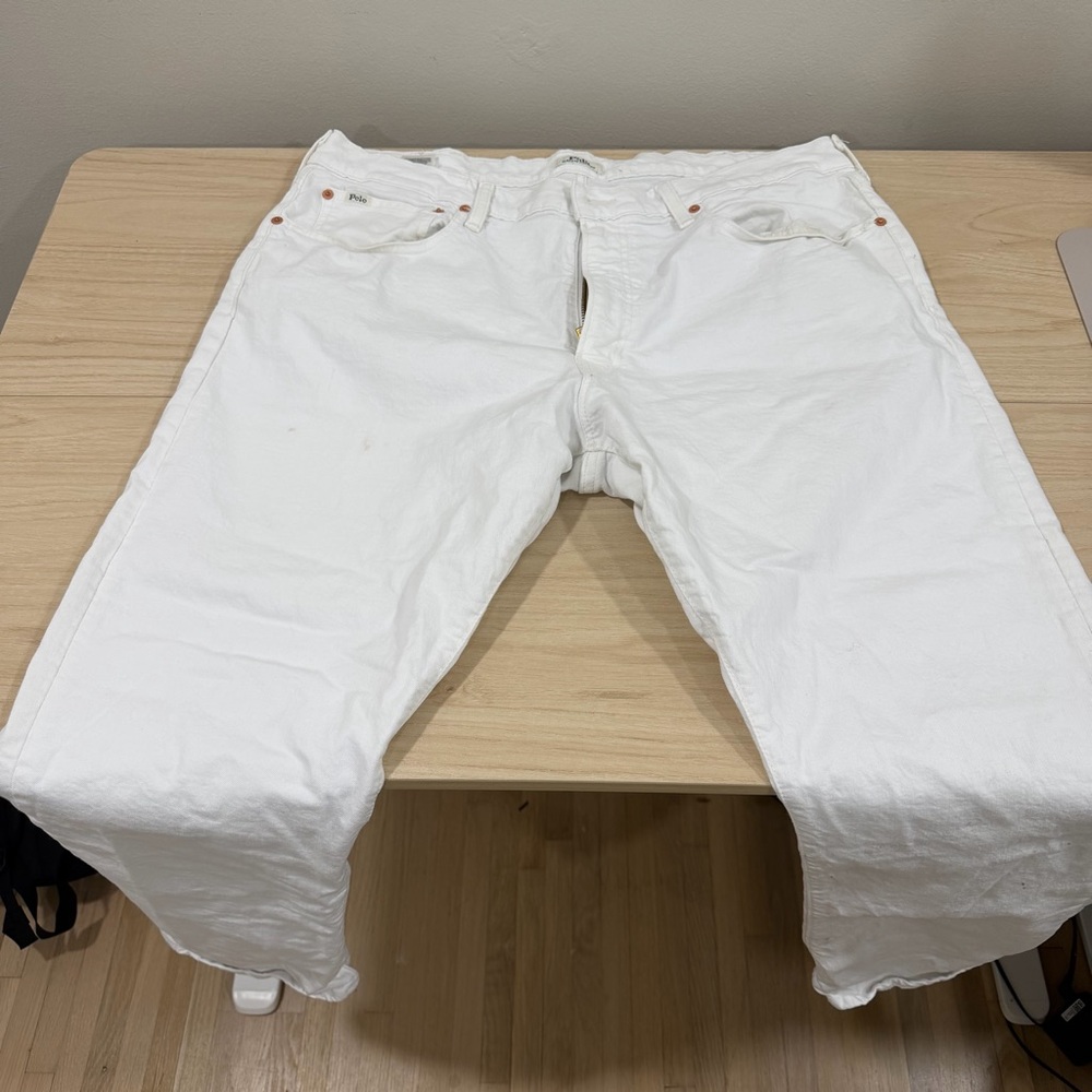 Polo Ralph Lauren Men White Straight Jeans 38x30